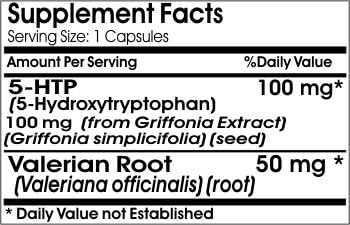 5 HTP 100mg with Valerian Root // 180 Capsules // Pure // by PureControl Supplements