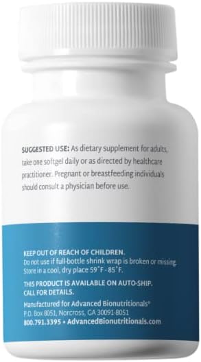Advanced Bionutritionals Ubiquinol CoQ10 Increased Energy Production Natural Antioxidant Supplement Manufactured in The USA 30 Softgel