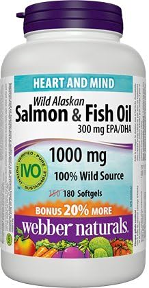 Webber Naturals Wild Alaskan Salmon Oil 1000 mg · 200 mg EPA/DHA 180 softgels
