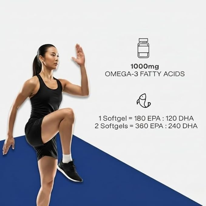 Omega 3 Fish Oil 1000mg (180 EPA 120 DHA) 50 softgelsNatural Nutrition Supplement for Muscle Heart &amp Skin
