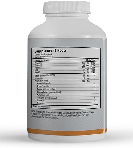 MaxiVision Ocular Formula - AREDS2 - Eye Vitamins &amp Multivitamin - Lutein and Zeaxanthin - 180 Capsules