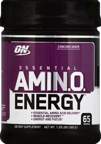 Optimum Nutrition Amino Energy - Pre Workout with Green Tea BCAA Amino Acids Keto Friendly Green Coffee Extract Energy Powder - Concord Grape 65 Servings (Packaging May Vary) (Pack of 6)