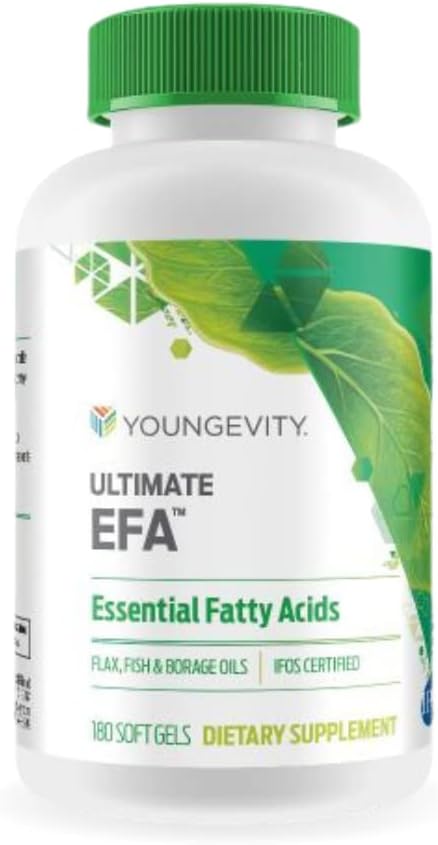 Youngevity Ultimate EFA - Organic Source of Essential Fatty Acids | Omega 3 6 &amp 9 | Made from Borage Flax &amp Fish Oil | 180 Count (180 Count (Pack of 1))