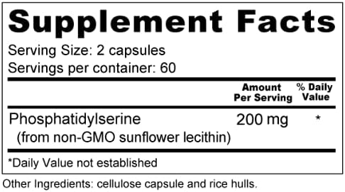 Wellness Resources PhosphatidylSerine Soy-Free Sunflower Source (100mg 120 Capsules) Non-GMO Vegan …