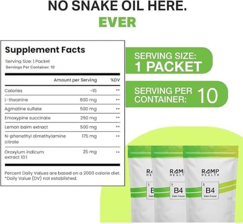 B4 - Supplement - Available in 6 Flavors - L-Theanine Lemon Balm Extract and More - 10 Count (10 Packets Citrus Smooth)