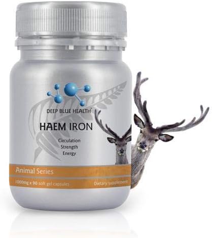 New Zealand Heme Iron Supplement - 1000mg x 90 Soft Gel Capsules - Iron Deficiency Supplement for Anemia - Deer Blood w/ Ferrous Fumarate - Supports Energy Strength and Circulation for Men and Women