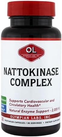 Olympian Labs Nattokinase Complex with Grape Seed Extract Herbal Supplements Superior Heart Health Support - 30 Daily Capsules