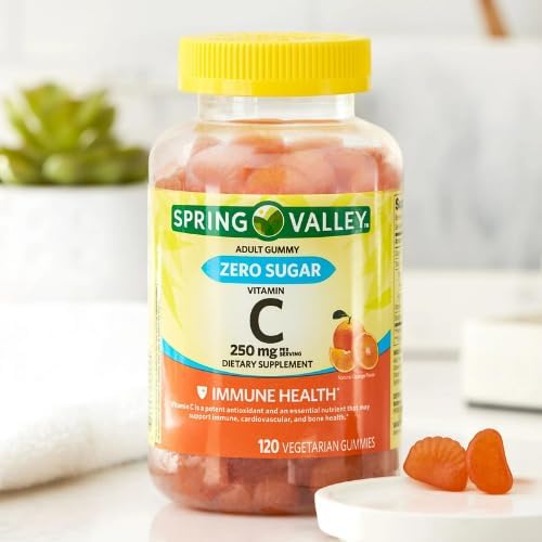 Spring Valley Zero Sugar Vitamin C Gummies Dietary Supplement 250 mg 120 Count + Dri Store Sticker.