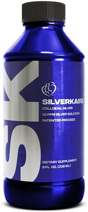 SilverKaire Colloidal Silver Liquid 10PPM – Nano Silver Suspension with 99.9% Pure Silver in Deionized Water – Made with an Electromagnetic Process – for General Use