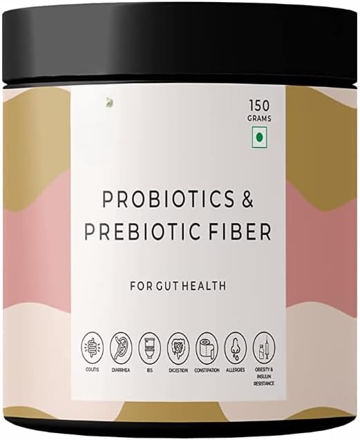 Notes Probiotics &amp Prebiotic Fiber Powder for Men Women and Kids with Patented Lacto Bacillus Coagulans (Lactospore) for Better Gut and Immunity 150 Grams