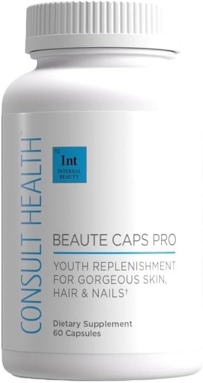Consult Health Beaute Caps Pro - Supports Hair Growth Skin &amp Nail Health - Collagen Vitamins B6 B7B12 D &amp 10500 mcg Biotin - MSM Blood Orange - Anti-Aging - USA Made - Women &amp Men 6