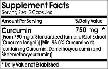Curcumin 750mg Curcuminoids 95% ~ 100 Capsules - No Additives ~ Naturetition Supplements