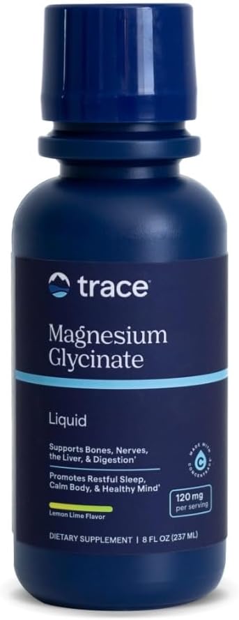Trace Minerals Magnesium Glycinate - Liquid Magnesium Glycinate for Bone Nerve &amp Digestive Health - Supports Sleep Quality Clarity &amp Focus - Gentle - Lemon Lime Flavor - 8 fl oz (30 Servings