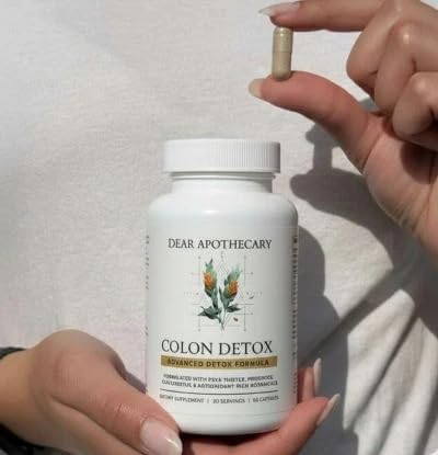 Colon Cleanse Detox Supplement - Psyllium Husk Fiber with Probiotics Aloe Vera Bentonite Clay - Gut Health Digestive Support for Constipation Bloating Relief - Vegan Herbal Intestinal Cleanse - 60ct
