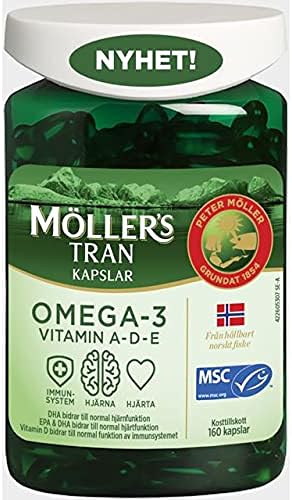 Moller's Moller’s ® | Omega-3 Capsules | Fish Oil | 160 Capsules | Nordic Omega-3 Dietary Supplement with EPA and DHA and Vitamins A D and E | 166-year-old-brand | Daily Health