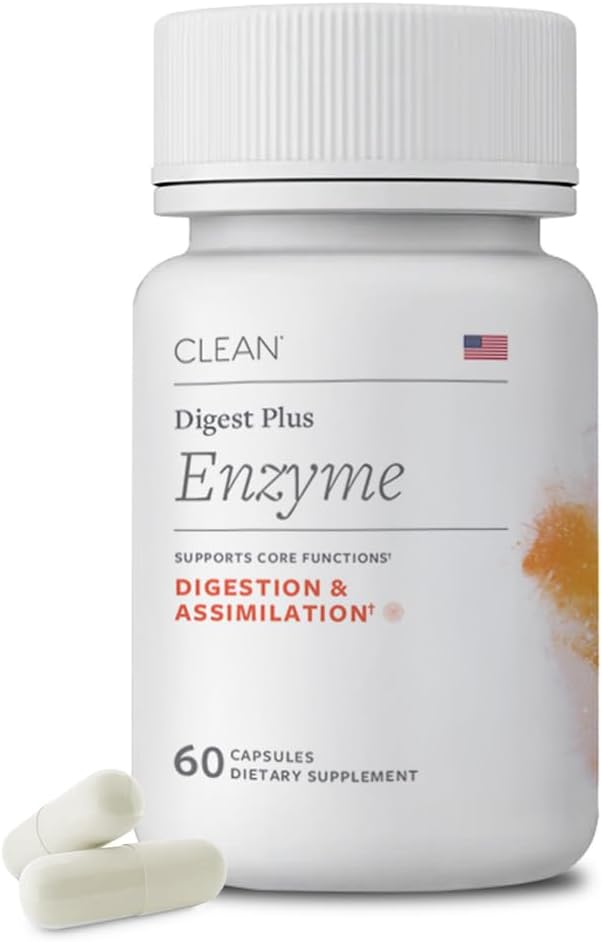 Clean Digest Plus Digestive Enzymes for Bloating Relief - Full Spectrum Enzyme Blend for Comfortable Digestion Gas Relief 60 Capsules