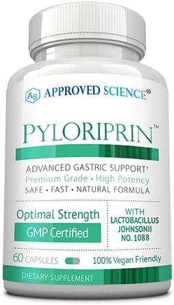 Approved Science Pyloriprin - Advanced Digestive Support for A Healthy Stomach - Zinc L-Carnosine Probiotic Broccoli Sprout Deglycyrrhized Licorice - 60 Capsules - One Month Supply - Vegan