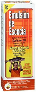 Emulsion De Escocia Cod Liver Oil with Vitamin E and B1 Cherry 6.5 oz (Pack of 2)