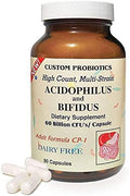 Custom Probiotics CP-1 | 2 Bottles Special - 180 Capsules Total | Adult Formula | Lactobacillus and Bifidobacterium | 60 Billion CFU per Capsule