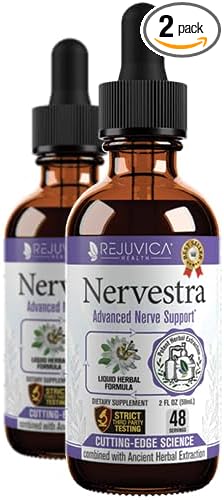 Nervestra Nerve Health Support Supplement - Fast-Absorbing Herbal Liquid Formula - Turmeric White Willow Bark B-Vitamins Alpha Lipoic Acid Acetyl-L-Carnitine and More