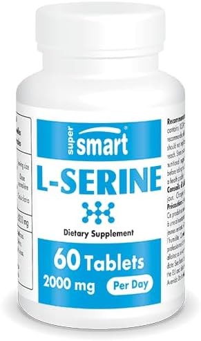 Supersmart - L-Serine Supplement 2000mg per Day (Easy-to-Take) - Amino Acids Supplement | Non-GMO &amp Gluten Free - 60 Tablets