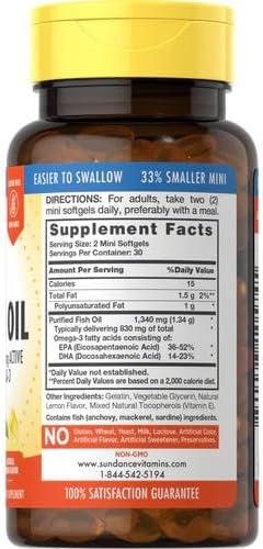 Sundance Vitamins Fish Oil 1300 mg Lemon Flavor