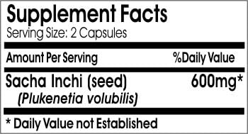 Sacha Inchi 600mg // 100 Capsules // Pure // by PureControl Supplements