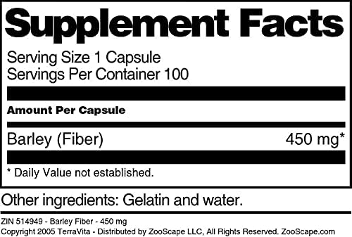 Barley Fiber - 450 mg (100 Capsules ZIN: 514949)