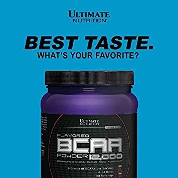 Ultimate Nutrition Flavored BCAA Powder 12000 Post Workout Recovery Drink 3g Leucine 1.5g Valine 1.5g IsoleucineBranch Chain Amino Acids Supplements for Muscle Recovery30 Servings Blue Raspberry