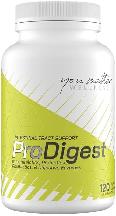 ProDigest – Digestive Enzymes with Prebiotics Probiotics Postbiotics Gut Health Supplement for Bloating Indigestion &amp Regularity 120 Veg Caps YMW