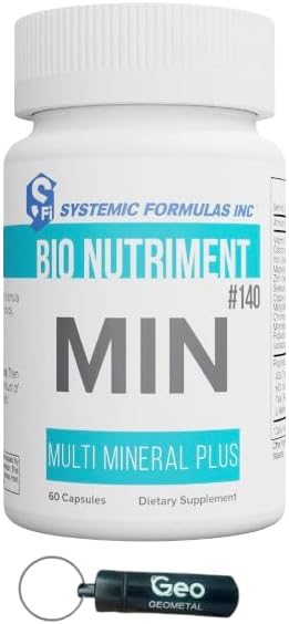 Systemic Formulas MIN #140 Multi Mineral Plus – 60 Capsules | Essential Mineral Complex for Daily Wellness Cellular Replenishment &amp GeoMetal™ Keychain Pill Holder