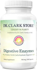 Dr. Clark Digestive Enzymes Supplement – 700mg 100 Gelatin Capsules Supports Healthy Digestion &amp Nutrient Absorption