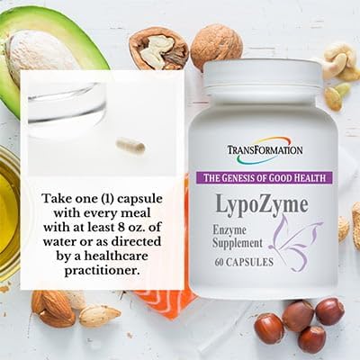 TRANSFORMATION The Genesis of Good Health LypoZyme Enzyme Supplement Advance Lipase Enzyme Blend for Healthy Digestion &amp Nutrient Absorption Non-GMO120 Cap