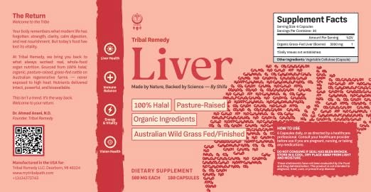 Pure Australian Beef Liver Supplement (Capsules) - Halal Organic Grassfed - Rich in Vitamins Minerals Peptides and Enzymes - Dehydrated - 180 Liver Capsules