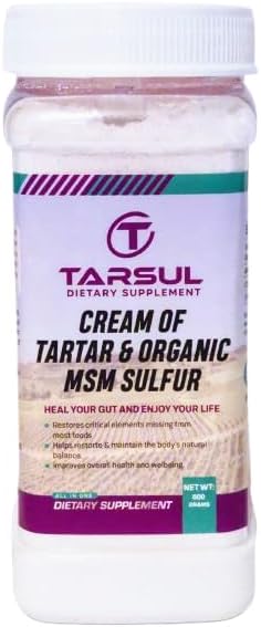Patented Cream of Tartar &amp Organic MSM Sulfur Formula - Dietary Supplement Powder - 600 Grams