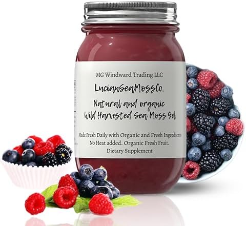 Mixed Berry Acai Organic Fresh Fruit Infused Wild Harvested Irish Sea Moss Gel | Immune and Digestive Support | Vitamin Mineral Antioxidant Supplements | (16oz. Mixed Berry Acai)