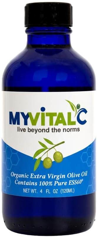 MyVitalC Organic Extra Virgin Olive Oil - Pure ESS60 Antioxidant Supplement - for Anti-Aging Oxidation Longevity Sleep More Energy - 120ML