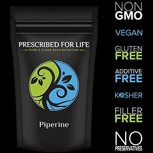 Prescribed For Life Piperine Powder 95% Black Pepper Extract Powder Gluten Free Vegan Non GMO Natural Antioxidant (1kg)