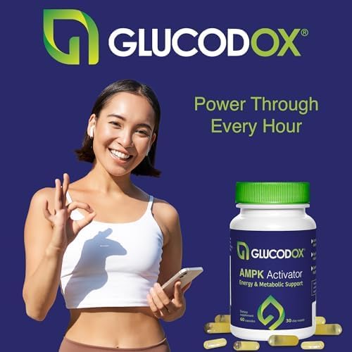 GlucodOX AMPK Activator Supplement – AMPK Enzyme Metabolism Booster Guggul Supplement for Body Management &amp Longevity – Vegan Metabolic Support - 30 Day Supply (60 Capsules)