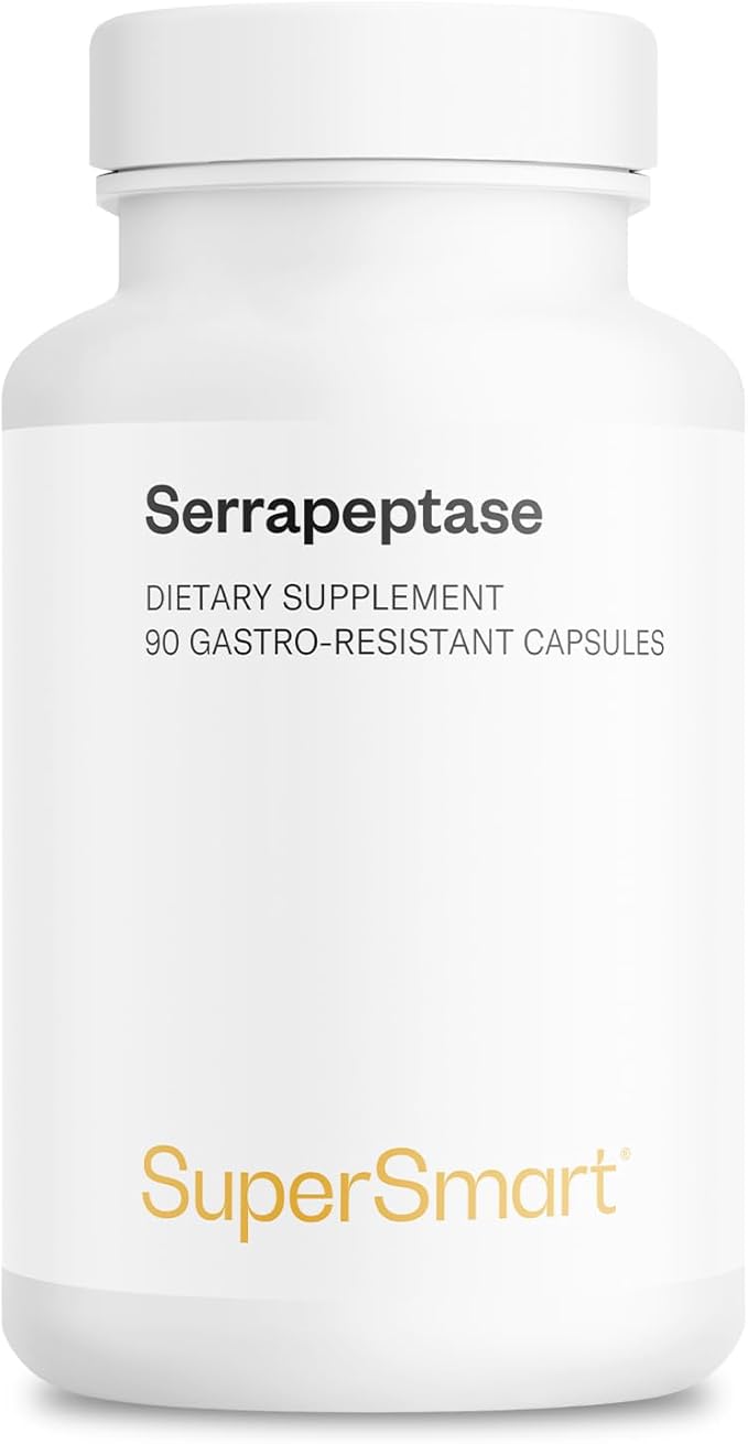 Supersmart - Serrapeptase 120000IU per Day (High Potency) - Bioactive Proteolytic Enzyme - Serratia Peptidase Supplement | Non-GMO &amp Gluten Free - 90 DR Capsules