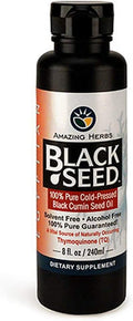Amazing Herbs Egyptian Black Seed Oil - Gluten Free Non GMO Cold Pressed Nigella Sativa Aids in Digestive Health Immune Support Brain Function Mild Flavor - 8 Fl Oz
