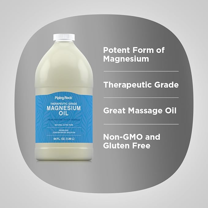 Piping Rock Pure Magnesium Oil | 64oz | Therapeutic Grade | Concentrated Magnesium | Paraben Free Odorless Formula | Vegetarian Non-GMO Gluten Free Supplement