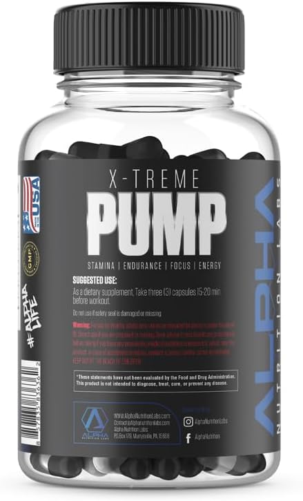 X-Treme Pump for Stamina Endurance Focus Energy Dietary Supplement 90 Capsules