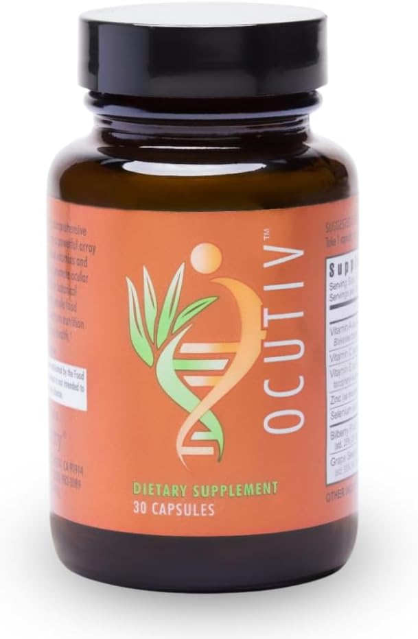Youngevity Ocutiv™ - Eye Vitamin &amp Mineral Supplement - Contains Vitamin A C E Zinc Bilberry Lutein Lycopene Zeaxanthin Astaxanthin - 30 Capsules