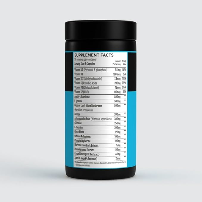 Genuine Hunter Focus Premium Nootropic Brain Supplement for Memory and Focus - US Made with All Natural Ingredients Incl L-Theanine Bacopa Monnieri &amp Lion's Mane