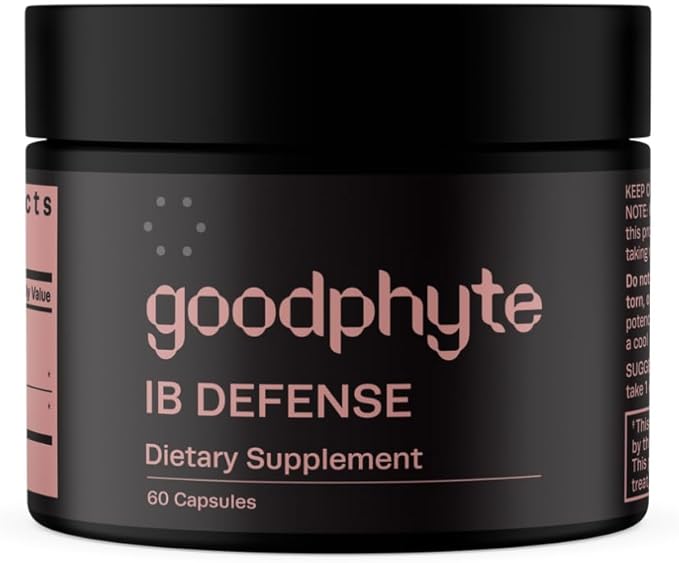 Goodphyte | IB Defense Dietary Supplement | 60 Capsules | Naturally Occuring Enzymes that Regulate Digestion | Premium All Natural Relief from IBS Constipation Bloating Gas &amp Indigestion