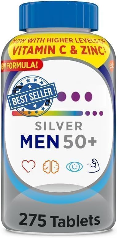 Silver Men 50+ Multivitamin Better Guide Vitamins Supplements 275 Count (Pack of 1)