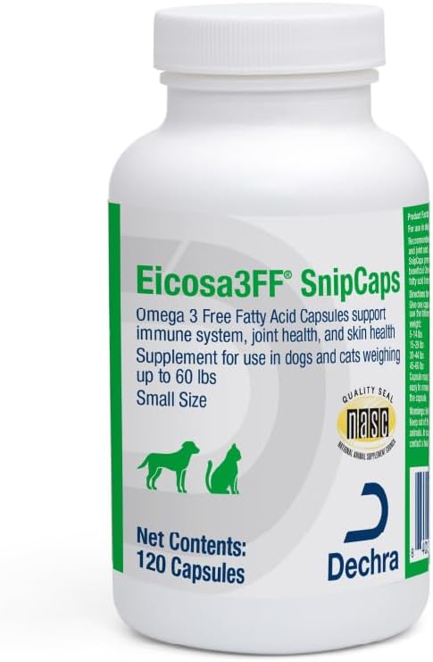 Eicosa3FF SnipCaps Omega 3 Free Fatty Acid Capsules for Dogs and Cats - Small 120 ct