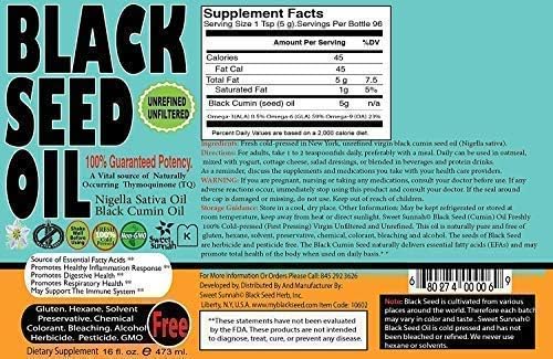 Strong Taste Pack of 2 Premium Black Seed Oil Liquid - 2.20%+ Thymoquinone Pungent Flavor Cold Pressed Source of Omega 3 6 9 Black Cumin Seed Oil from 100% Genuine Nigella Sativa - 16 oz Glass Bottle