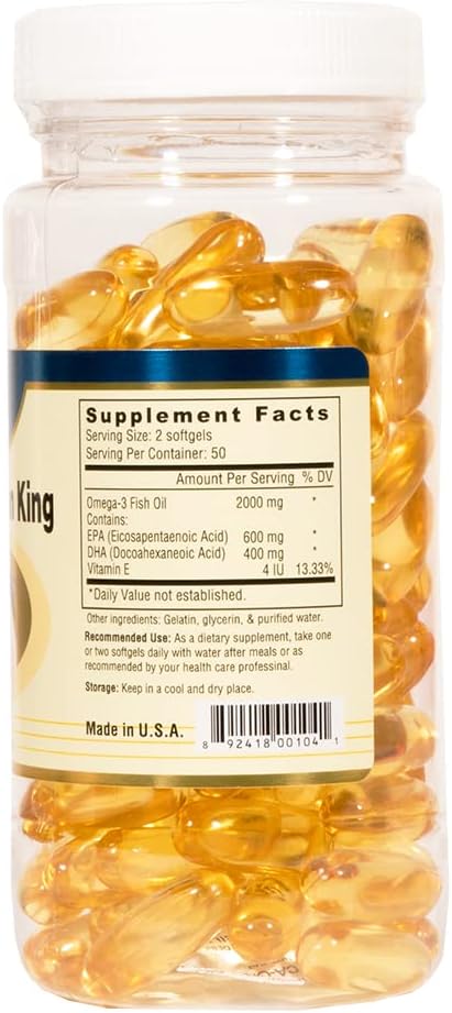 Omega-3 Salmon King Fish Oil 1000mg 100softgels - high Potency EPA/DHA. Omega-3 Fatty acids